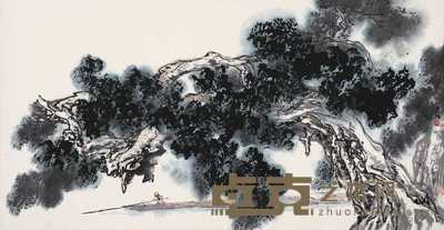 杜应强 水墨榕树 镜心 68×132cm